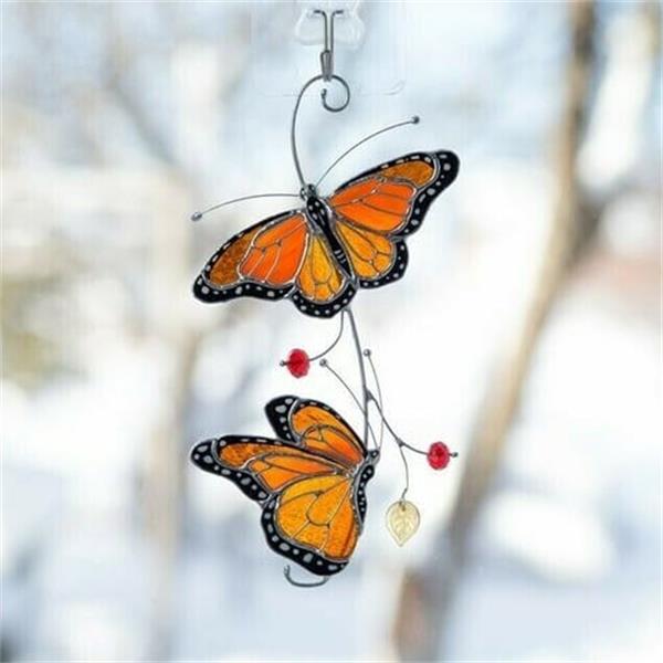 💖Stained monarch butterfly glass window decor🦋