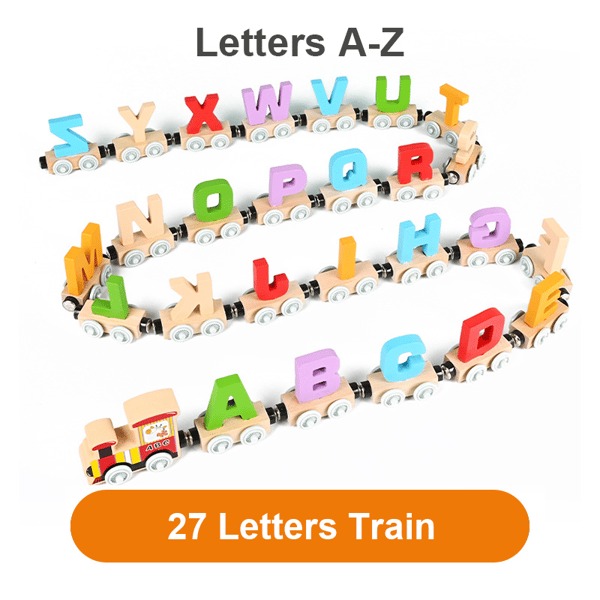 🔥HOT SALE - Numbers And Letters Magnetic Train Puzzle Wooden Toy Car💞