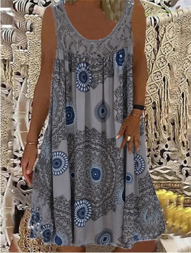 🔥Last Day Promotion 50% OFF🔥 - Women Summer O-Neck Sleeveless Print Dress