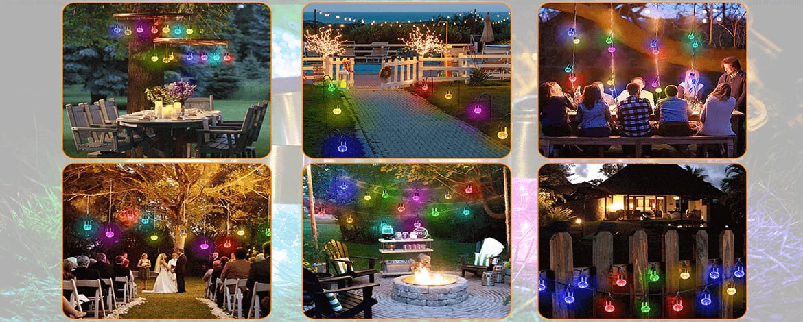 application of crackle glass hanging solar lights
