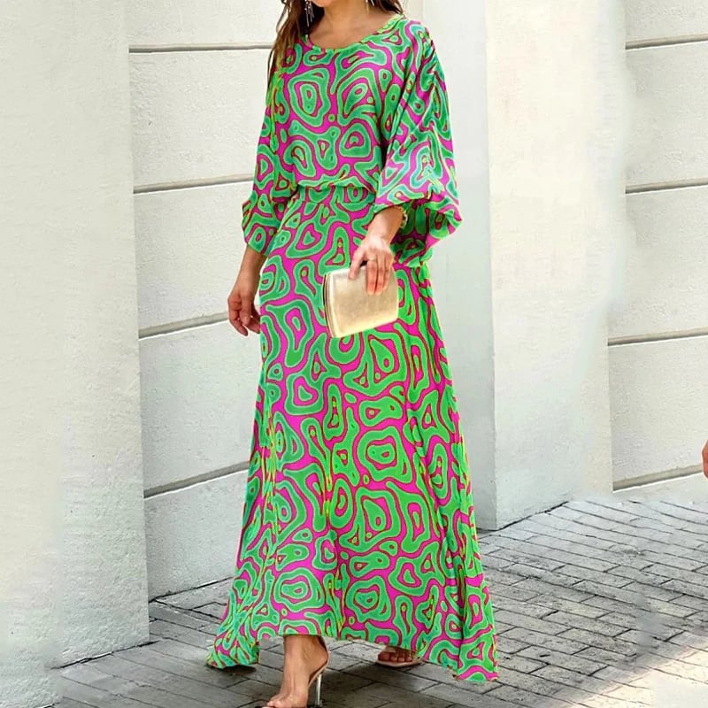 🎁💝2024 Mother’s Day Gifts - Swirl Slit Sleeve Maxi Dress Set