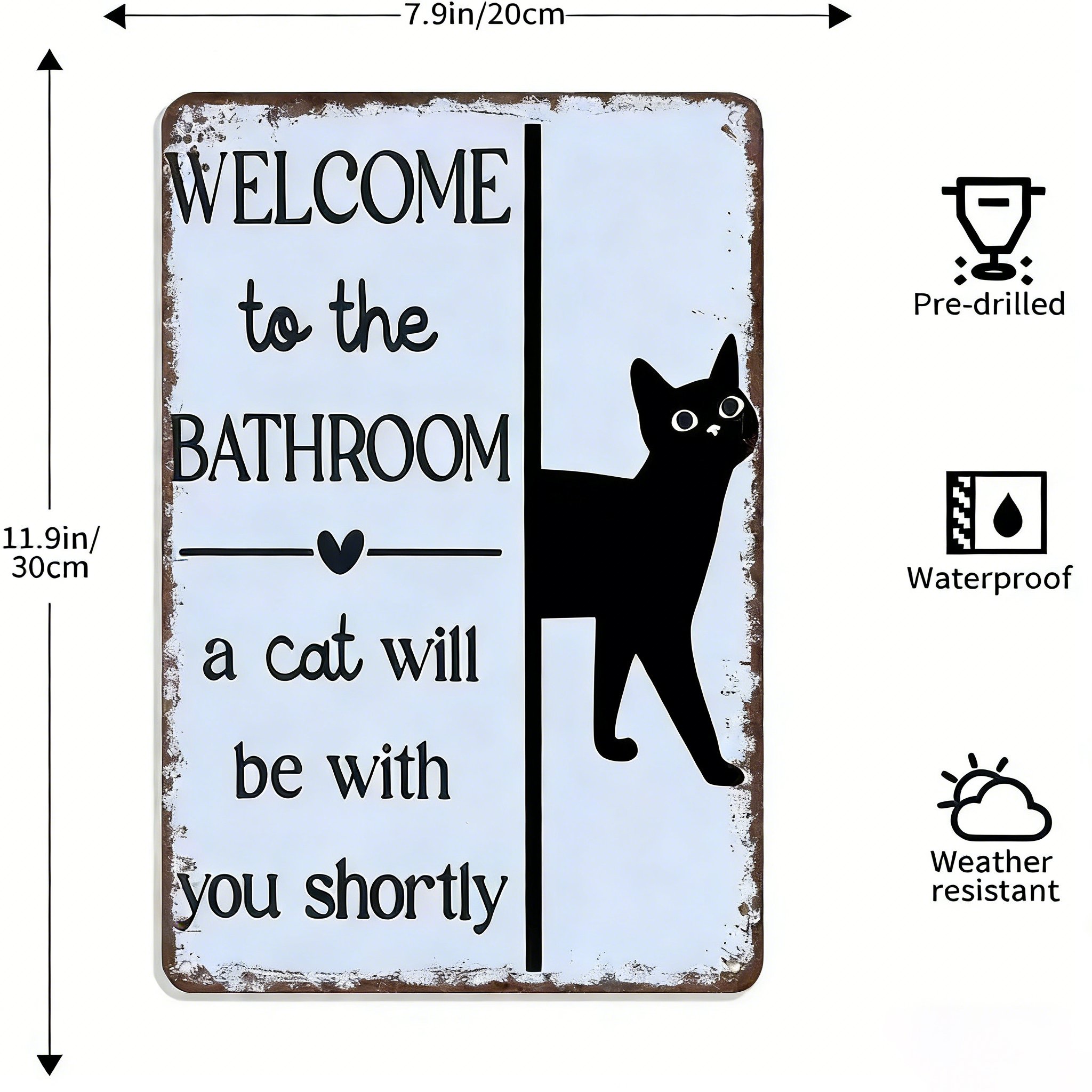 Vintage Black & White Cat Wall Art