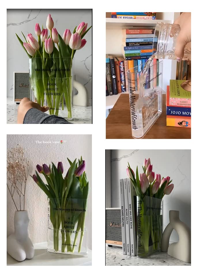 Modern Aesthetic Vase for Bookshelf&Home Decor (Clear)