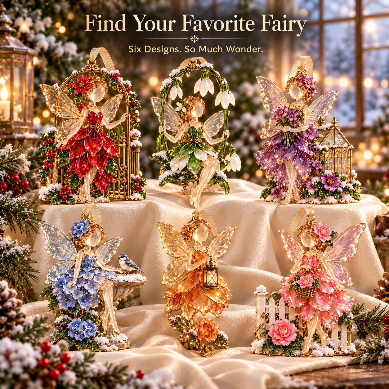 ⏳ Last Day 70% OFF  - Winter Garden Fairies – 6 Enchanting Christmas Ornament Designs