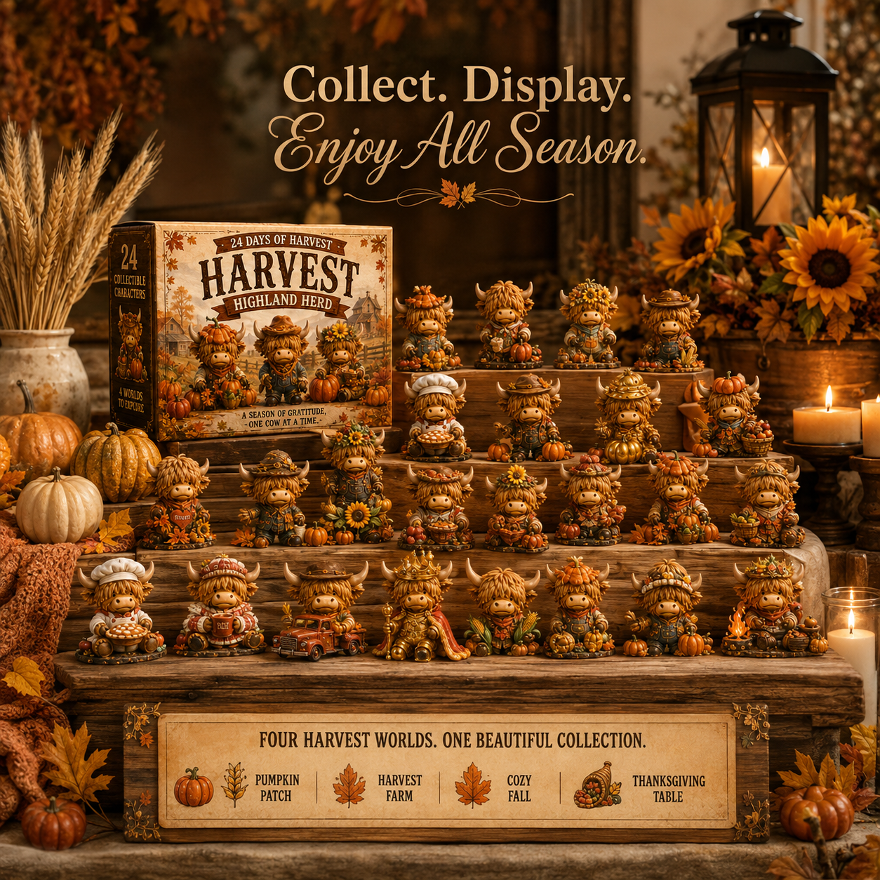 🍂 24-Day Highland Cow Harvest Countdown Calendar – 24 Collectible Fall Figurines  🐮🎃