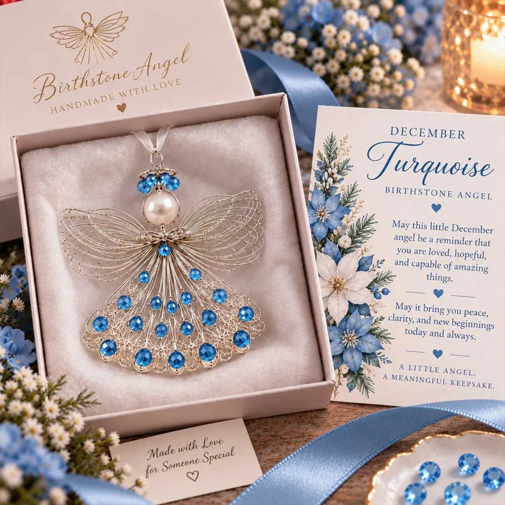 ⏳ Last Day 70% OFF – 👼Handmade Birthstone Angel Wire Ornament |12 Meaningful Birthstone Colors with Keepsake Card ✨