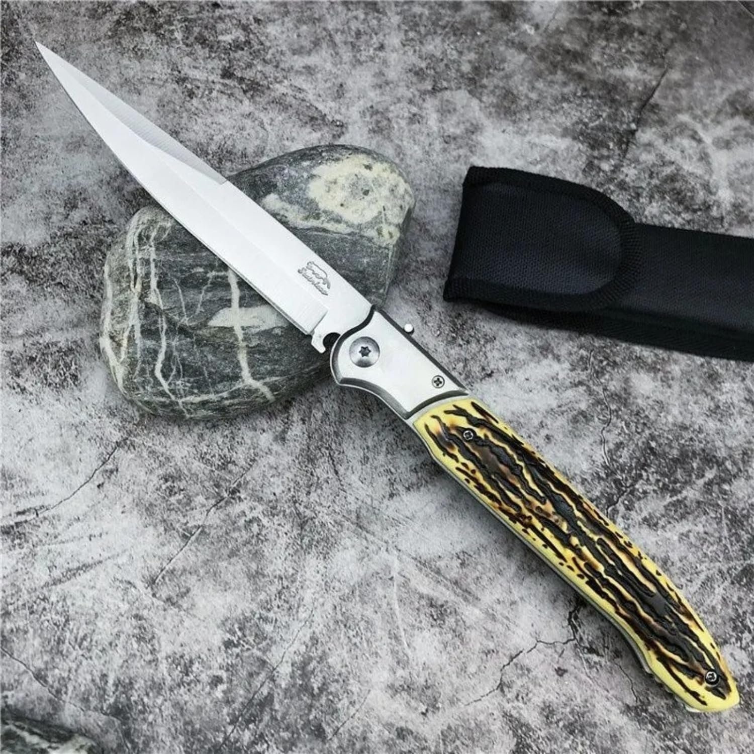 Large Pocket Folding Knife, EDC Knife,Stainless Steel Blade Resin Handle
