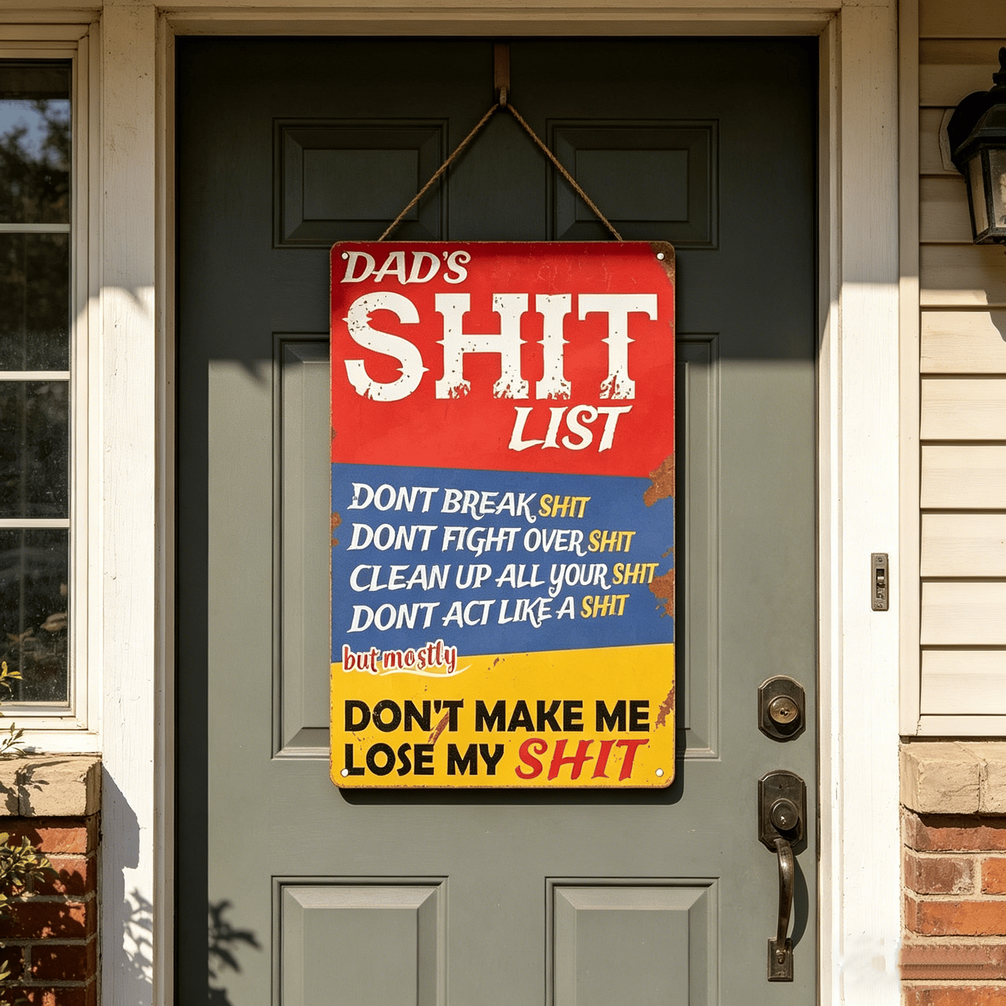🔥LAST DAY 50% OFF - 🎯Dad's Shit List Vintage Tin Sign – The Ultimate Funny Dad Gift & Garage Decor!🛠️