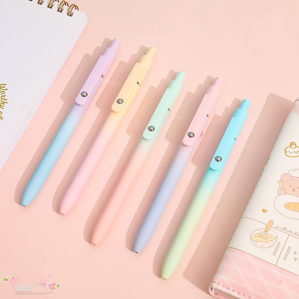 5 Pcs Gel Ink Pens, 0.7mm Medium Tip Black Ink Roller Ball Pens, Quick Drying Pens for Smooth Writing