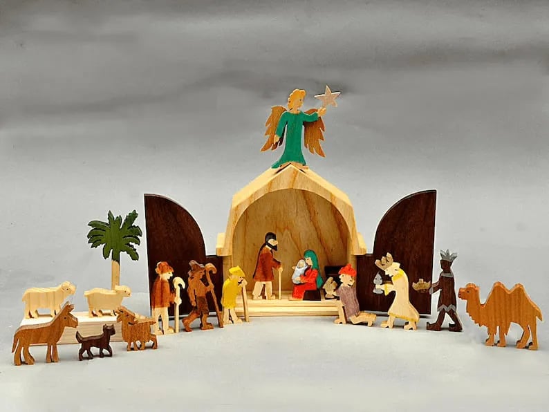🔥The Christmas Story Unique Nativity Set Wooden Nativity Scene