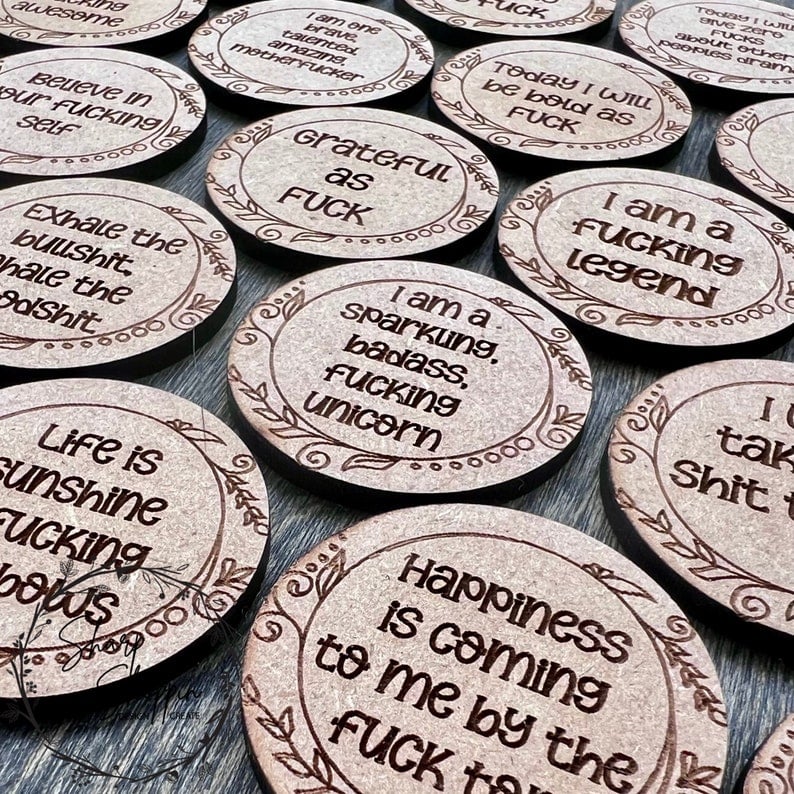 Sweary Affirmation Token Set Inappropriate Tokens Cheeky Positivity Funny Gift Idea image 3