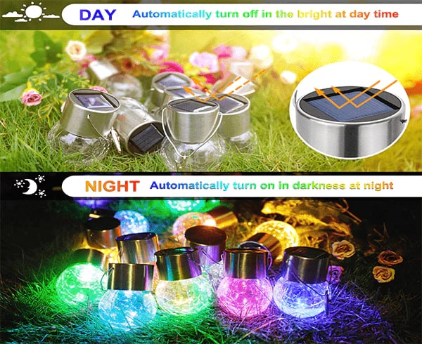 energy saving crackle glass hanging solar lights
