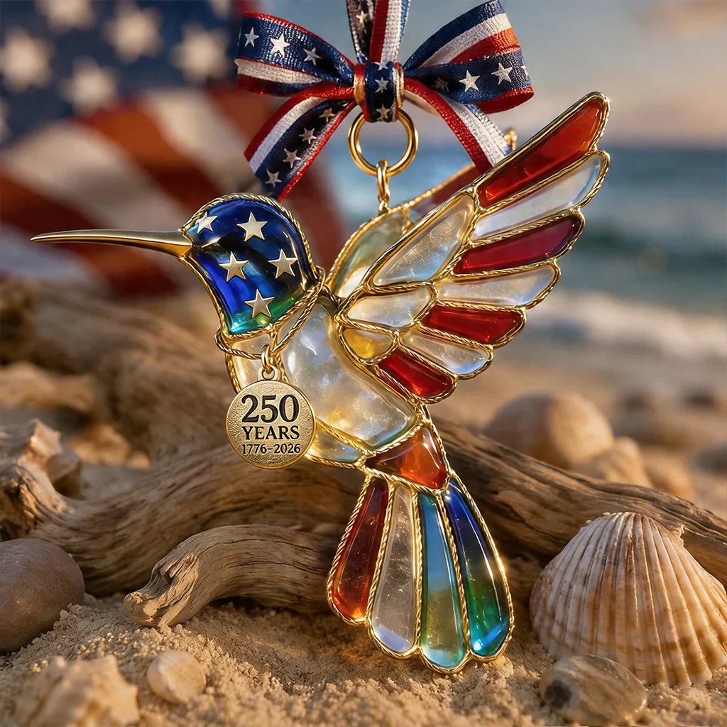 America 250th Anniversary Patriotic Hummingbird Ornament