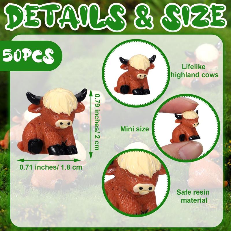 Easter Mini Highland Cow Figurines Cute Small Cow Miniature Resin Sculpture Ornament Highland Cow Statues Gift For Easter Party Birthday To Hide And Seek Game Props, Desktop Decorations For Car Office Home Garden