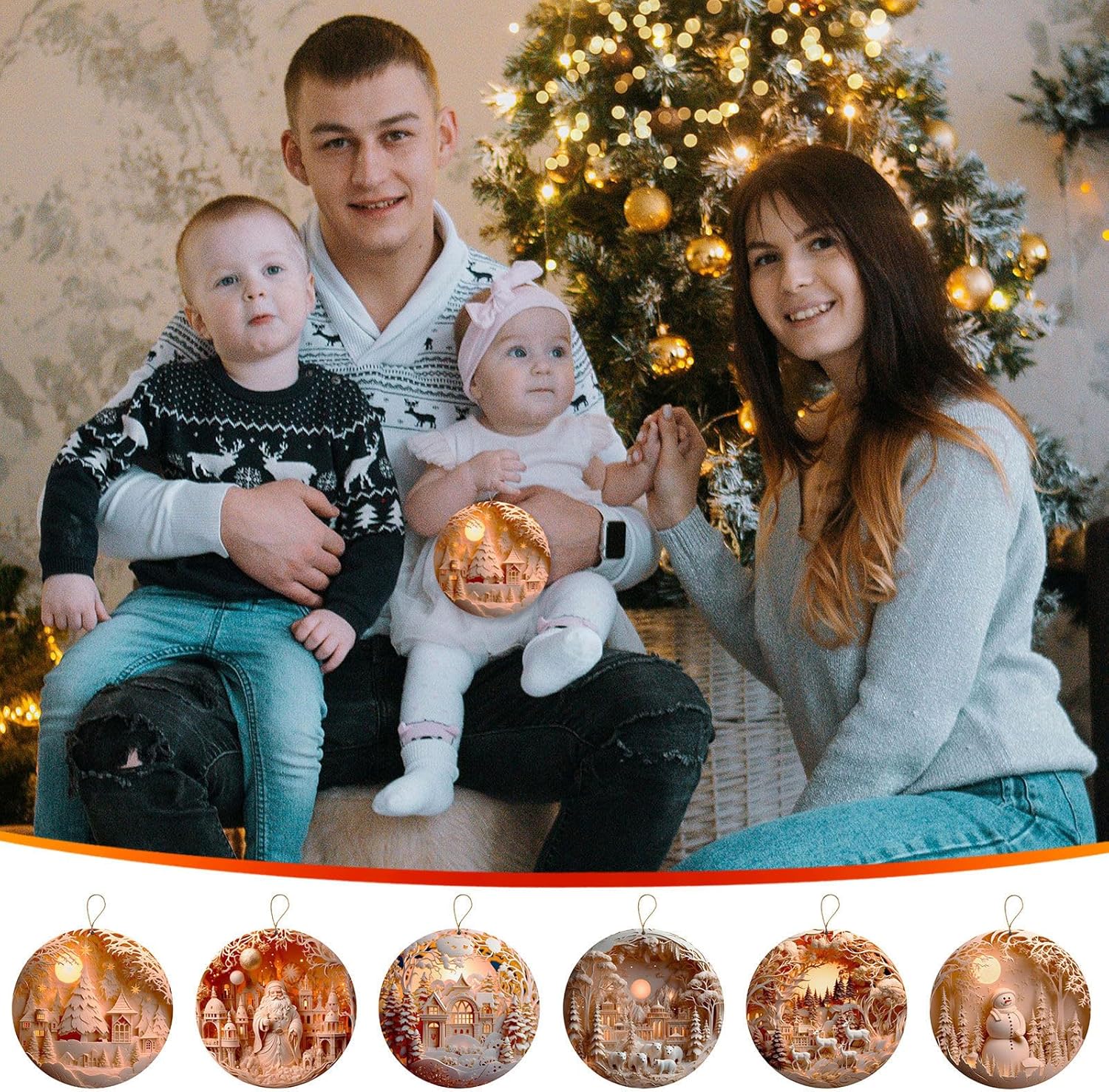 3D Nativity Ornaments - Christ Baby and Mary Design for Christmas Tree