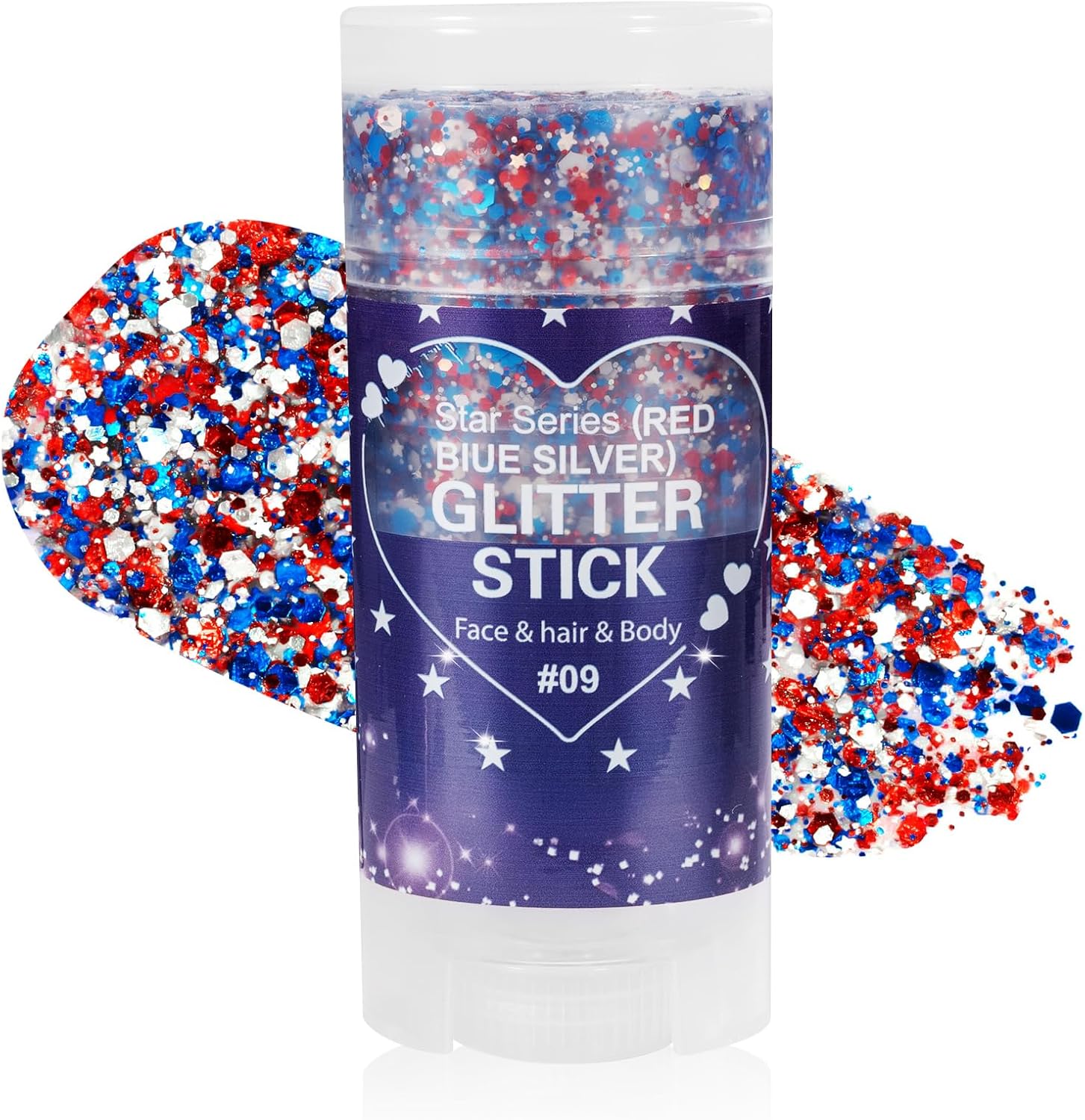 🦅Patriotic Red White & Blue Glitter Stick✨