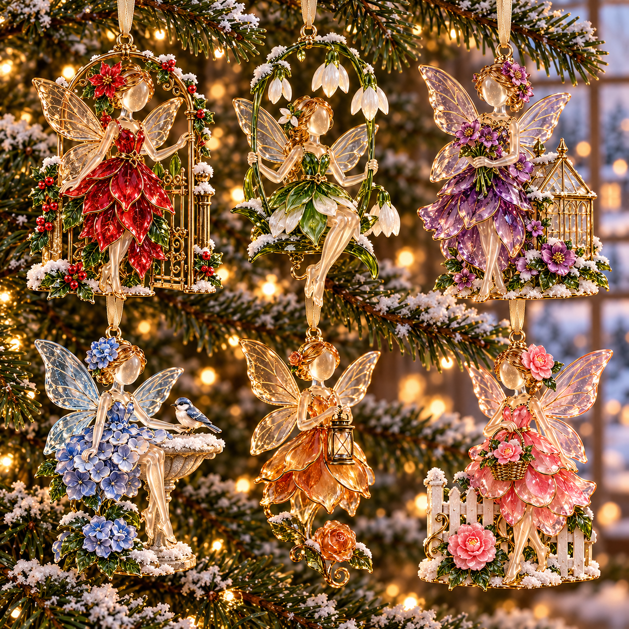 ⏳ Last Day 70% OFF  - Winter Garden Fairies – 6 Enchanting Christmas Ornament Designs