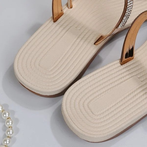 🔥Summer Discount - 49% OFF🌹BUY 2 FREE SHIPPING-🔥2023 summer new shiny flat shoes rhinestone sandals