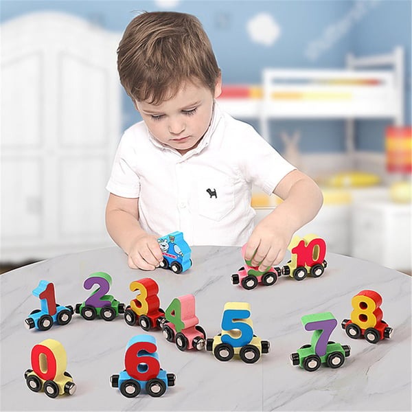 🔥HOT SALE - Numbers And Letters Magnetic Train Puzzle Wooden Toy Car💞