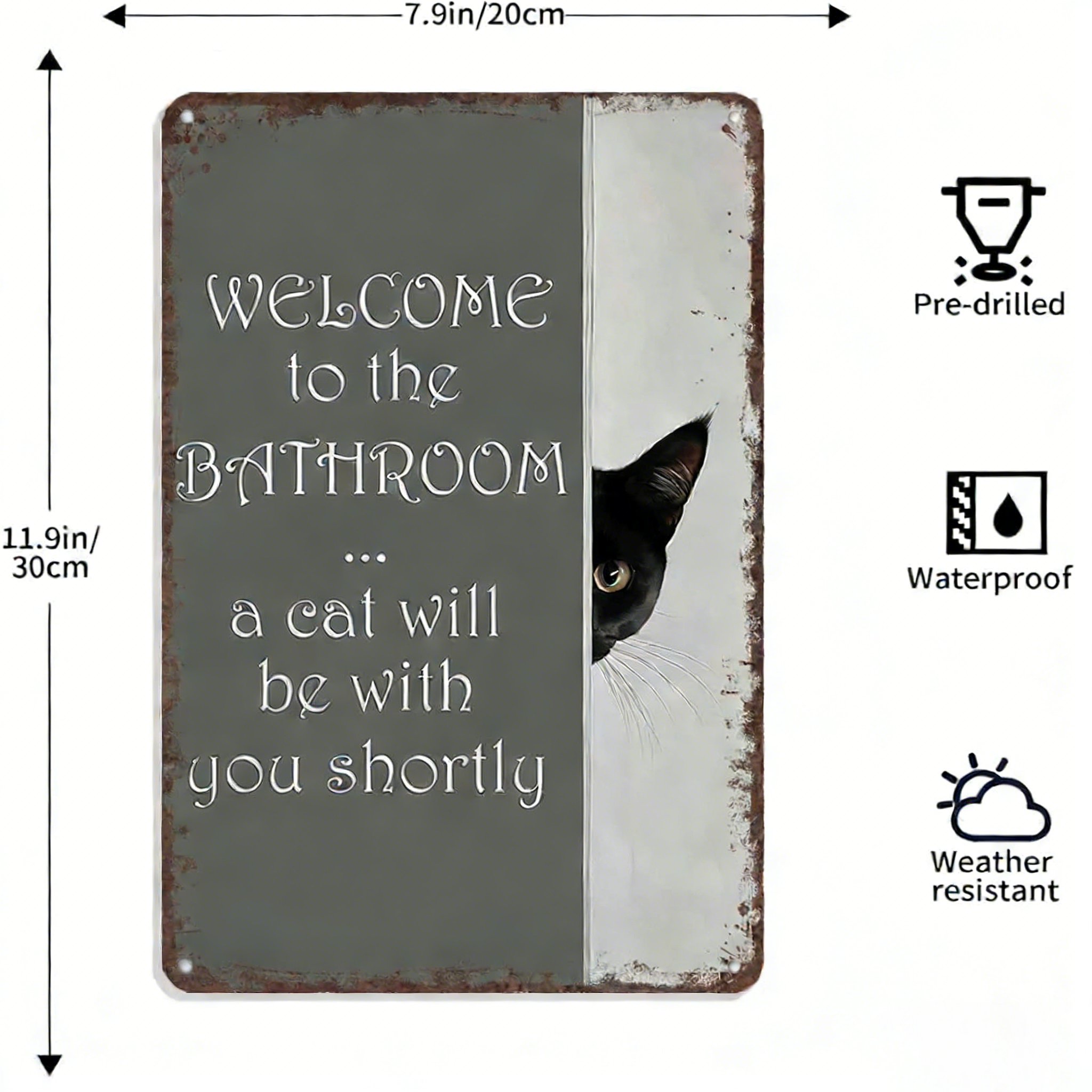 Vintage Black & White Cat Wall Art