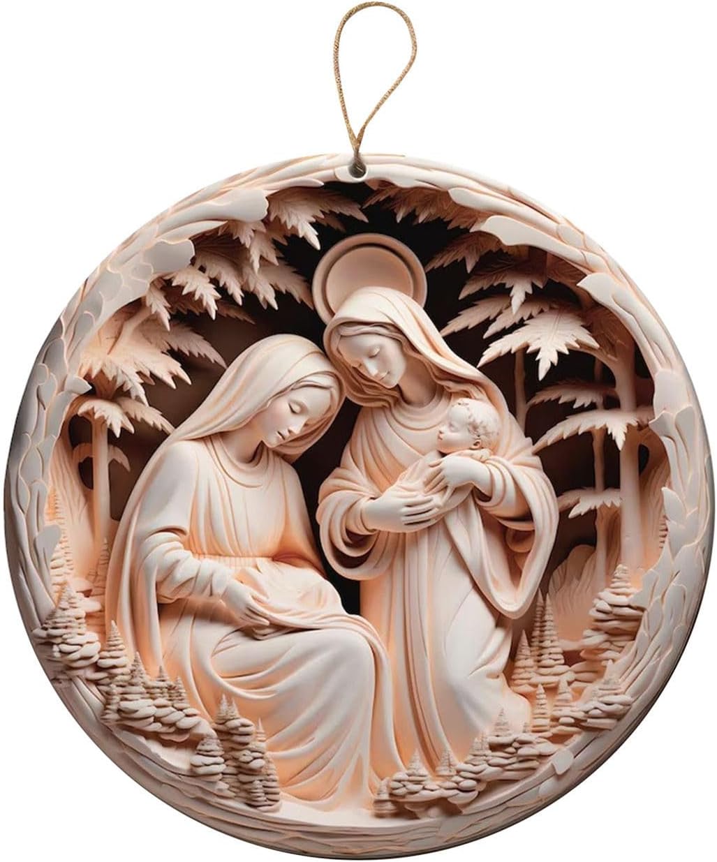 3D Nativity Ornaments - Christ Baby and Mary Design for Christmas Tree