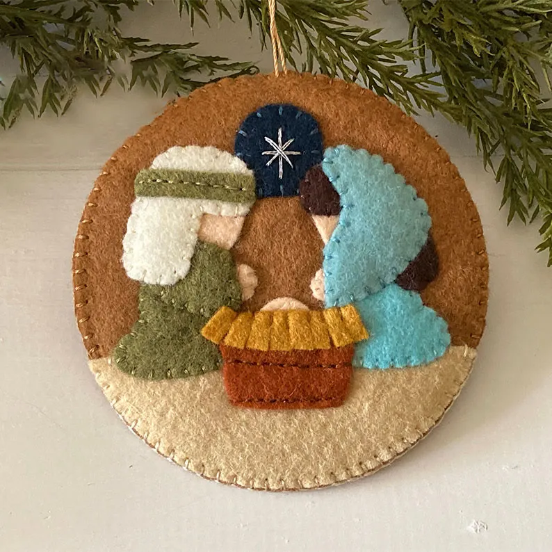 Felt Christmas Nativity Scene Embroidery Kit Home Ornament