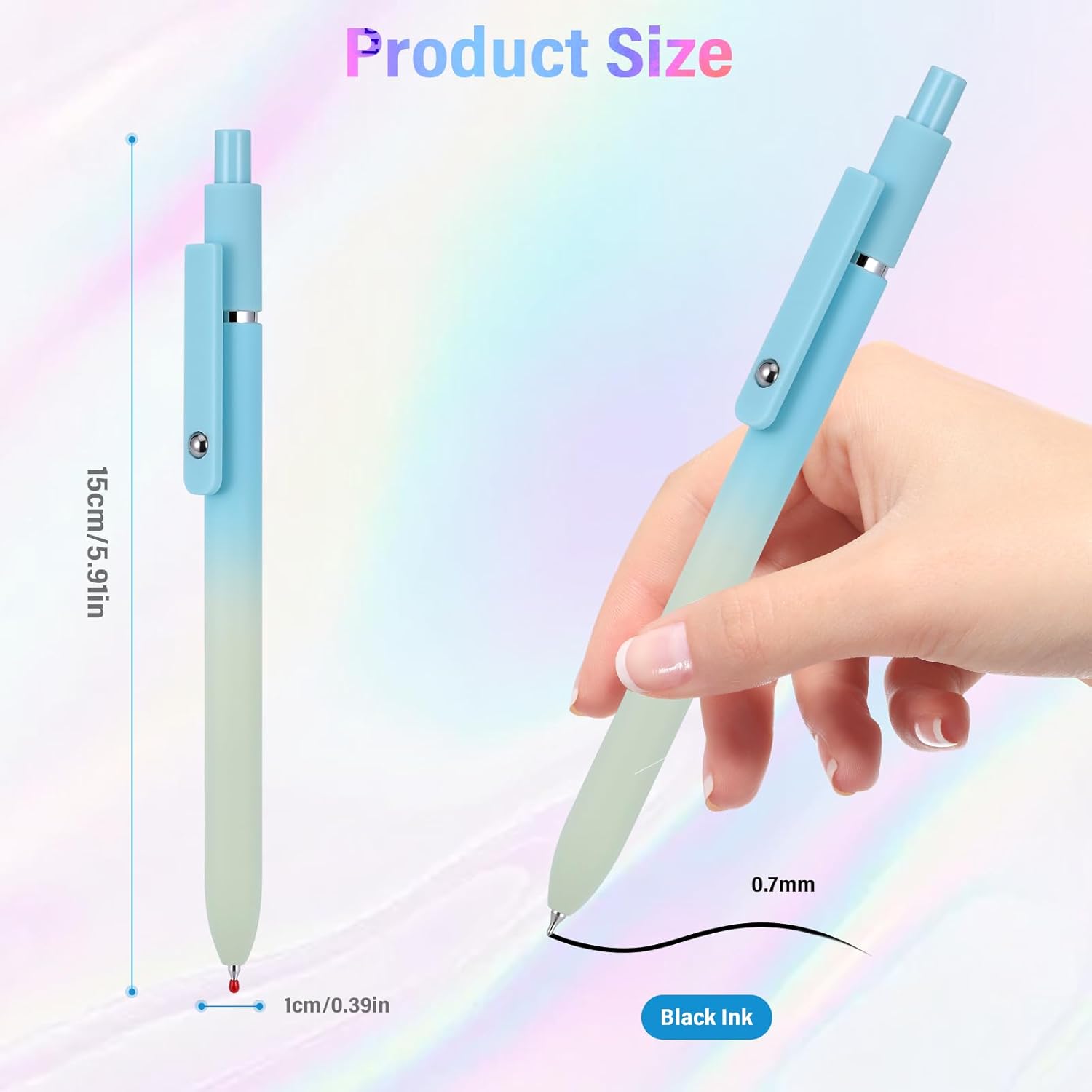 5 Pcs Gel Ink Pens, 0.7mm Medium Tip Black Ink Roller Ball Pens, Quick Drying Pens for Smooth Writing