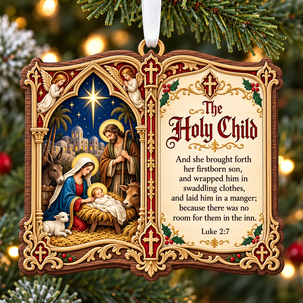 ⏳ Last Day 70% OFF – Christian Christmas Bible Verse Book Ornament – Nativity Scripture Keepsake