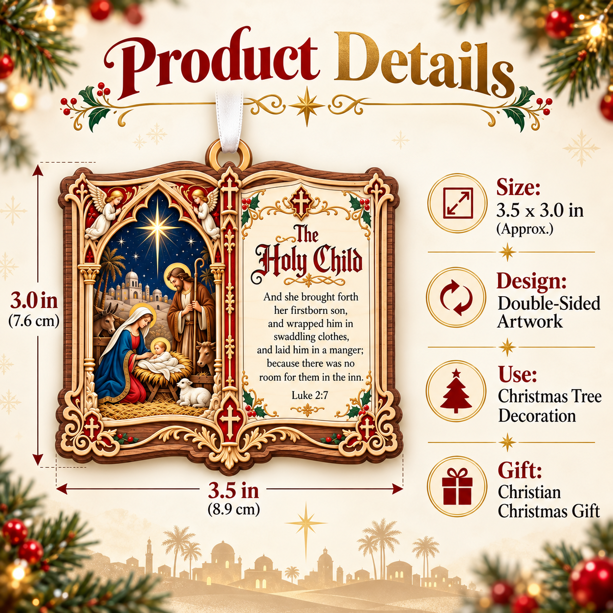 ⏳ Last Day 70% OFF – Christian Christmas Bible Verse Book Ornament – Nativity Scripture Keepsake