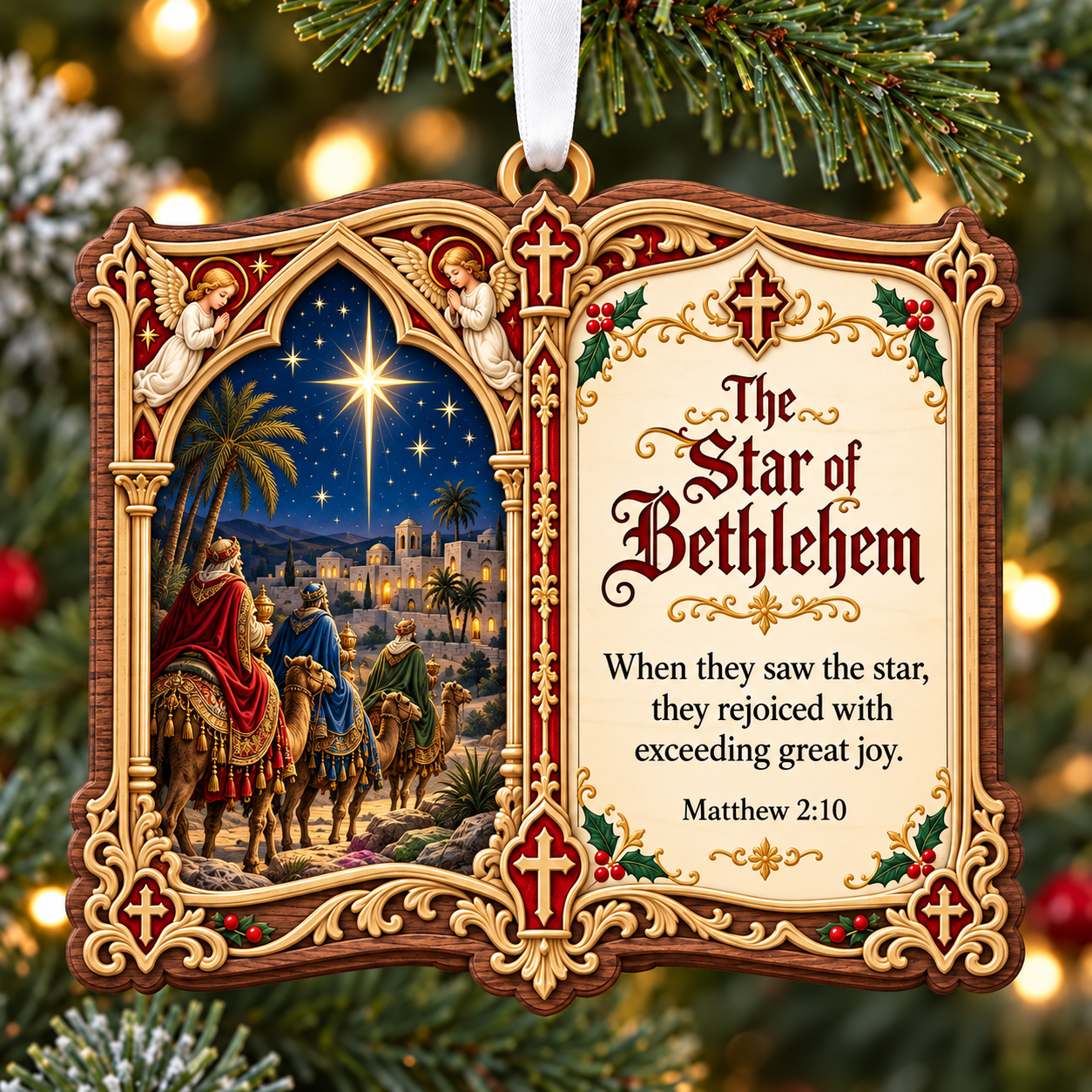 ⏳ Last Day 70% OFF – Christian Christmas Bible Verse Book Ornament – Nativity Scripture Keepsake