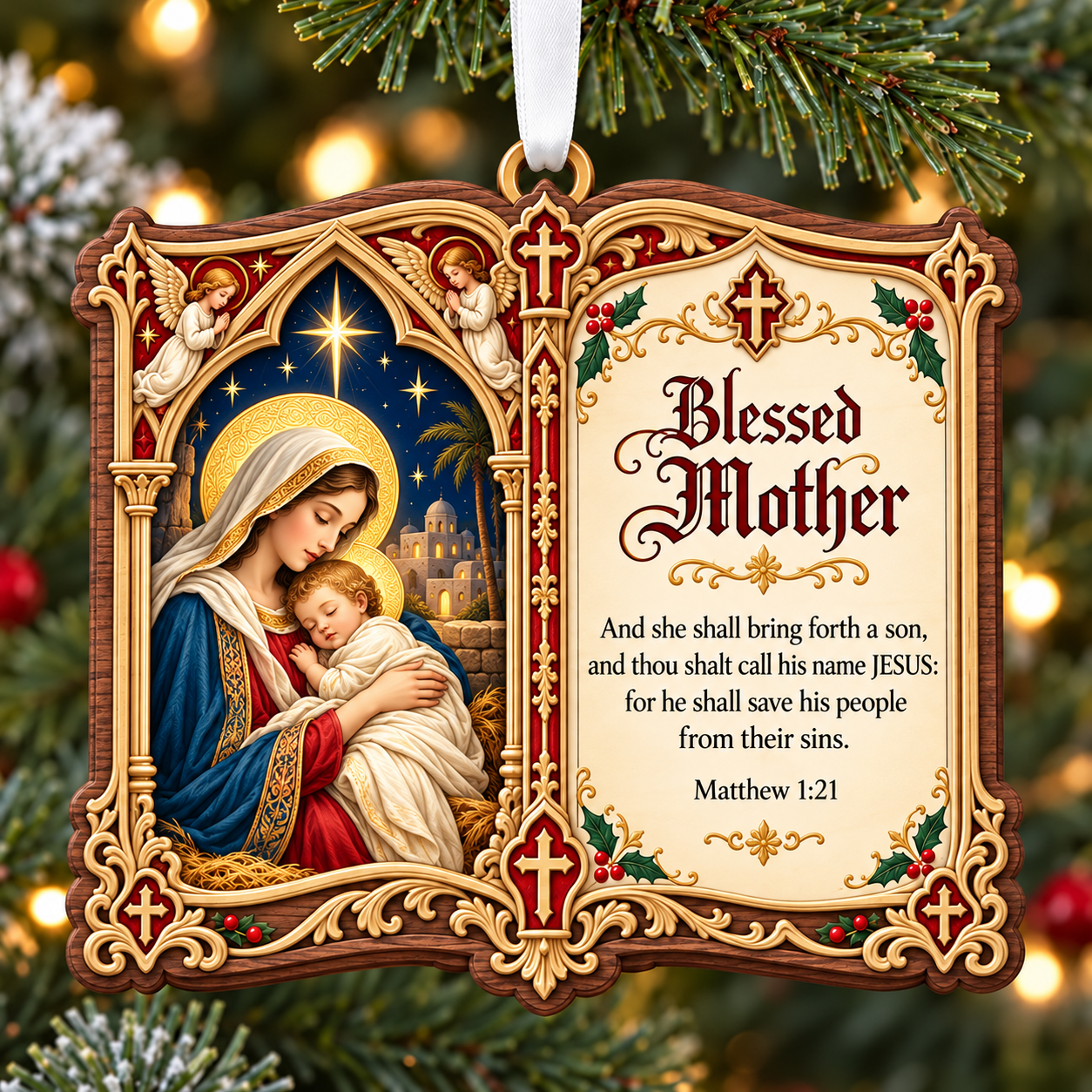 ⏳ Last Day 70% OFF – Christian Christmas Bible Verse Book Ornament – Nativity Scripture Keepsake