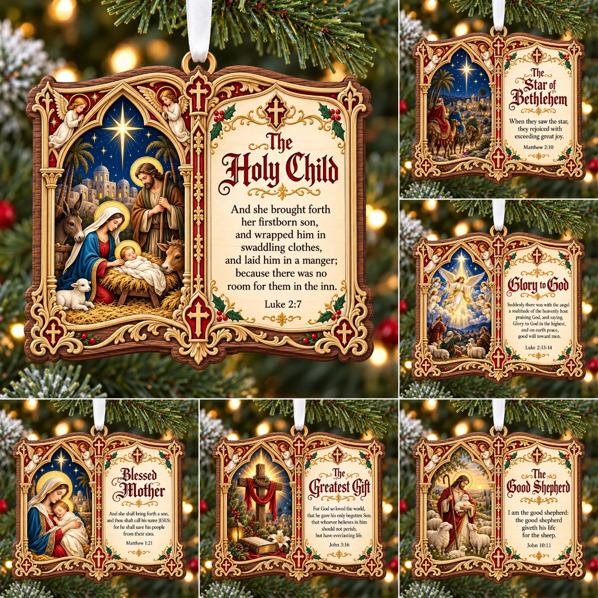 ⏳ Last Day 70% OFF – Christian Christmas Bible Verse Book Ornament – Nativity Scripture Keepsake