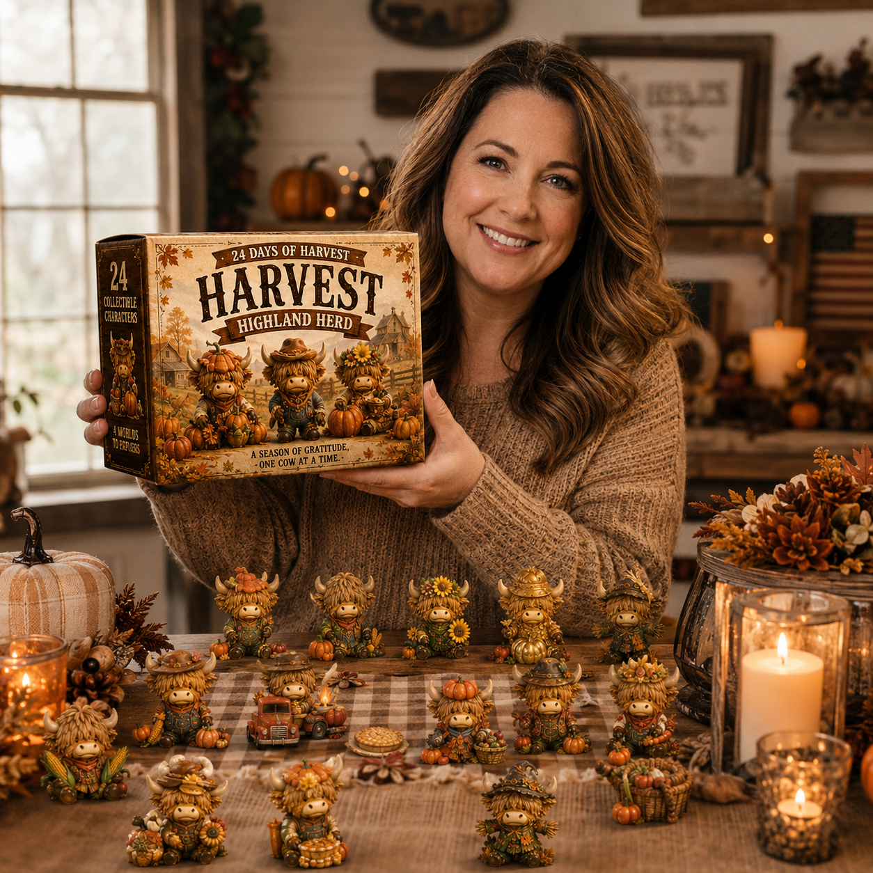 🍂 24-Day Highland Cow Harvest Countdown Calendar – 24 Collectible Fall Figurines  🐮🎃