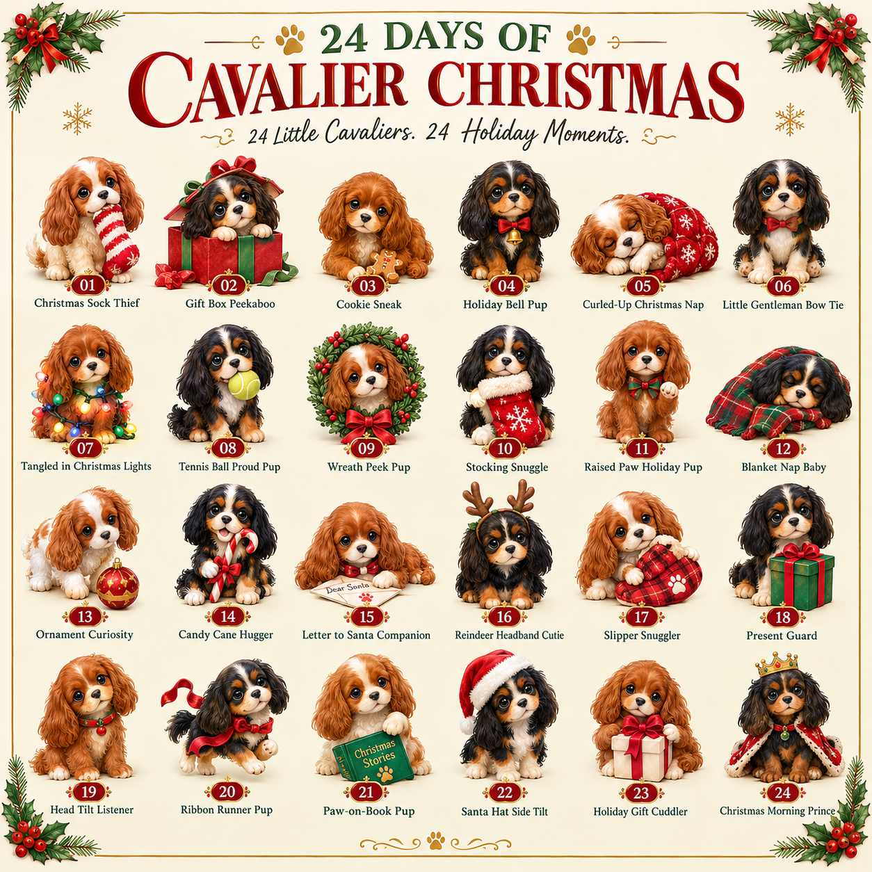 Complete collection of 24 Christmas Cavalier figures