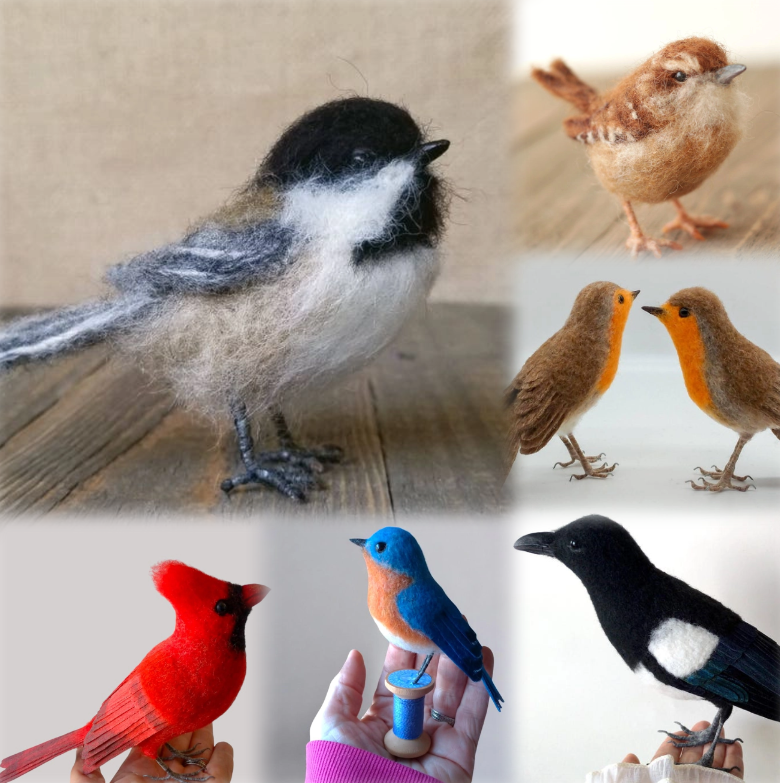 🌲Christmas Gift 50% Off--🎈Festigadget Eco-Friendly Needle Felted Bird Collection – Handmade Wool Songbirds (Wren/Chickadee/Bluebird/Magpie/Robin/Cardinal) – Sustainable Wildlife Decor 🐦✨