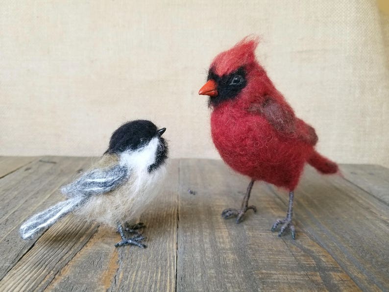 🌲Christmas Gift 50% Off--🎈Festigadget Eco-Friendly Needle Felted Bird Collection – Handmade Wool Songbirds (Wren/Chickadee/Bluebird/Magpie/Robin/Cardinal) – Sustainable Wildlife Decor 🐦✨