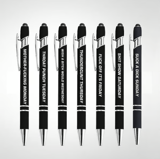 💝Funny Stress-Relief Daily Quotes Metal Ballpoint Pen Set (7 Pcs) | 🎁Office Christmas Gift Exchange