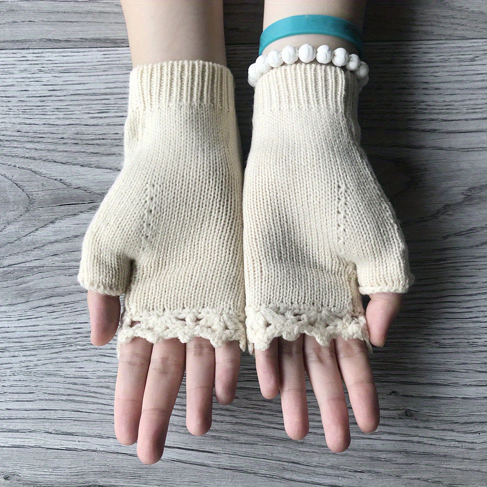 Hand Embroidered Gloves Women's Knitted Gloves Flower Gloves