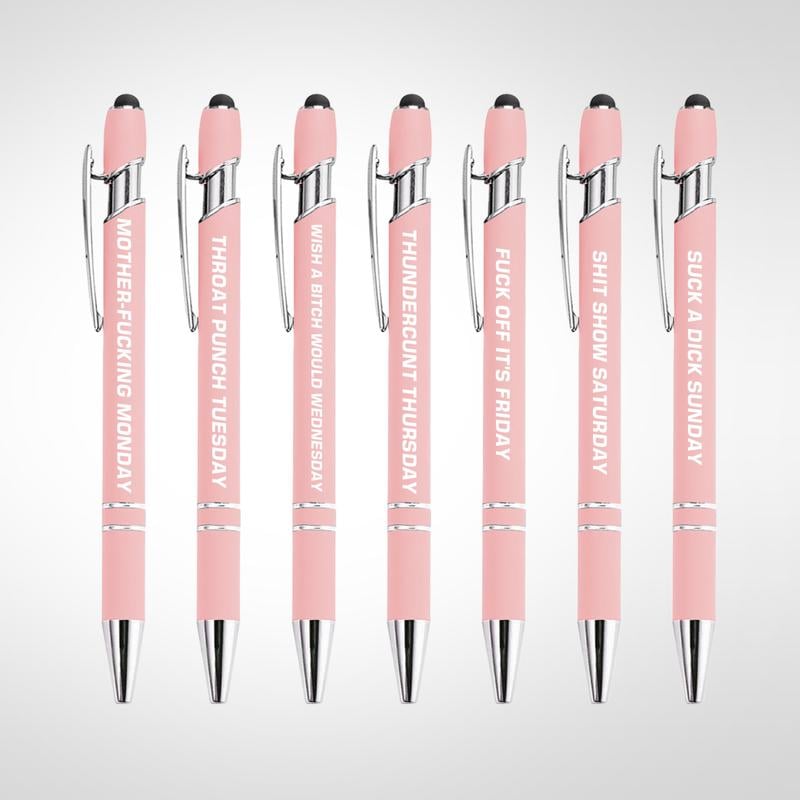 💝Funny Stress-Relief Daily Quotes Metal Ballpoint Pen Set (7 Pcs) | 🎁Office Christmas Gift Exchange