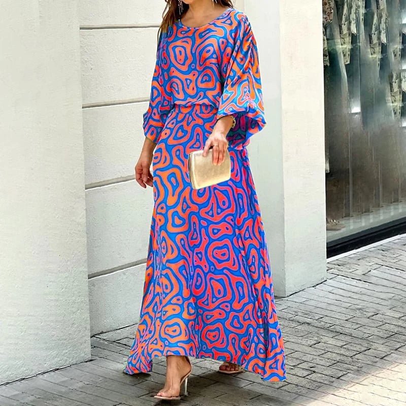 🎁💝2024 Mother’s Day Gifts - Swirl Slit Sleeve Maxi Dress Set