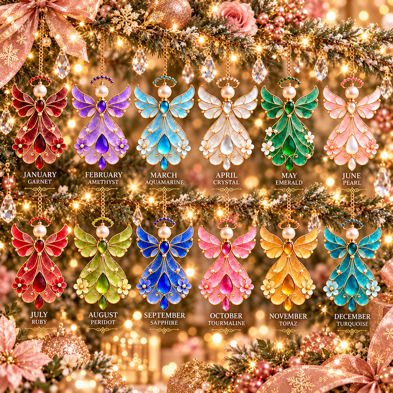 🔥LAST DAY 50% OFF🔥 - 12-Month Birthstone Angel Ornament Collection – Stained Glass Christmas Tree Decorations & Meaningful Keepsake Gifts