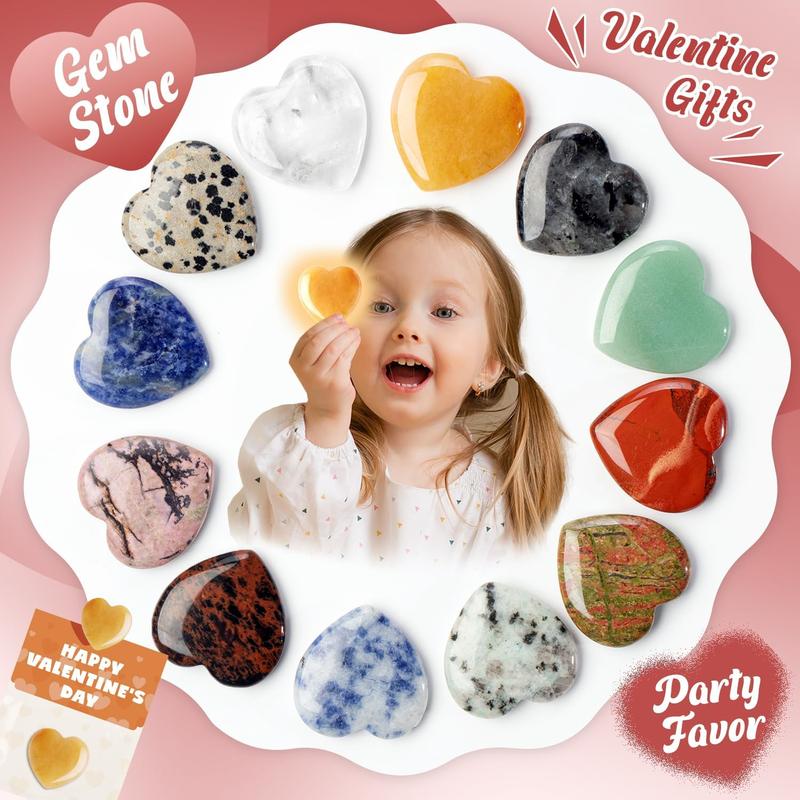 Valentine's Day Gem Gifts for Kids & Adults – 24-Pack Prefilled Cards with Heart-Shaped Gemstones