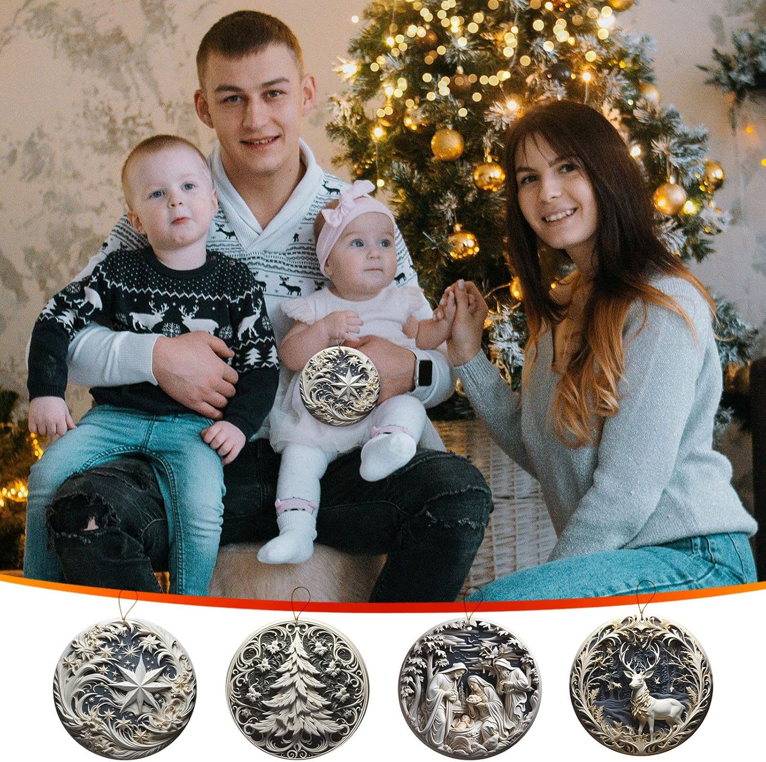 3D Nativity Ornaments - Christ Baby and Mary Design for Christmas Tree