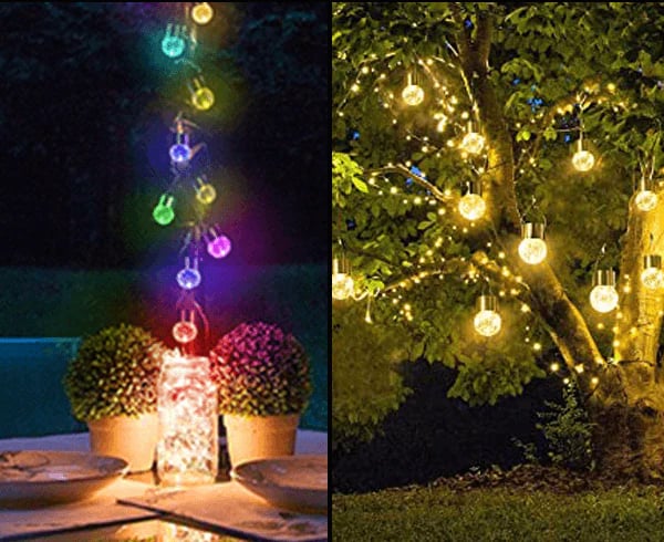 crackle glass hanging solar light