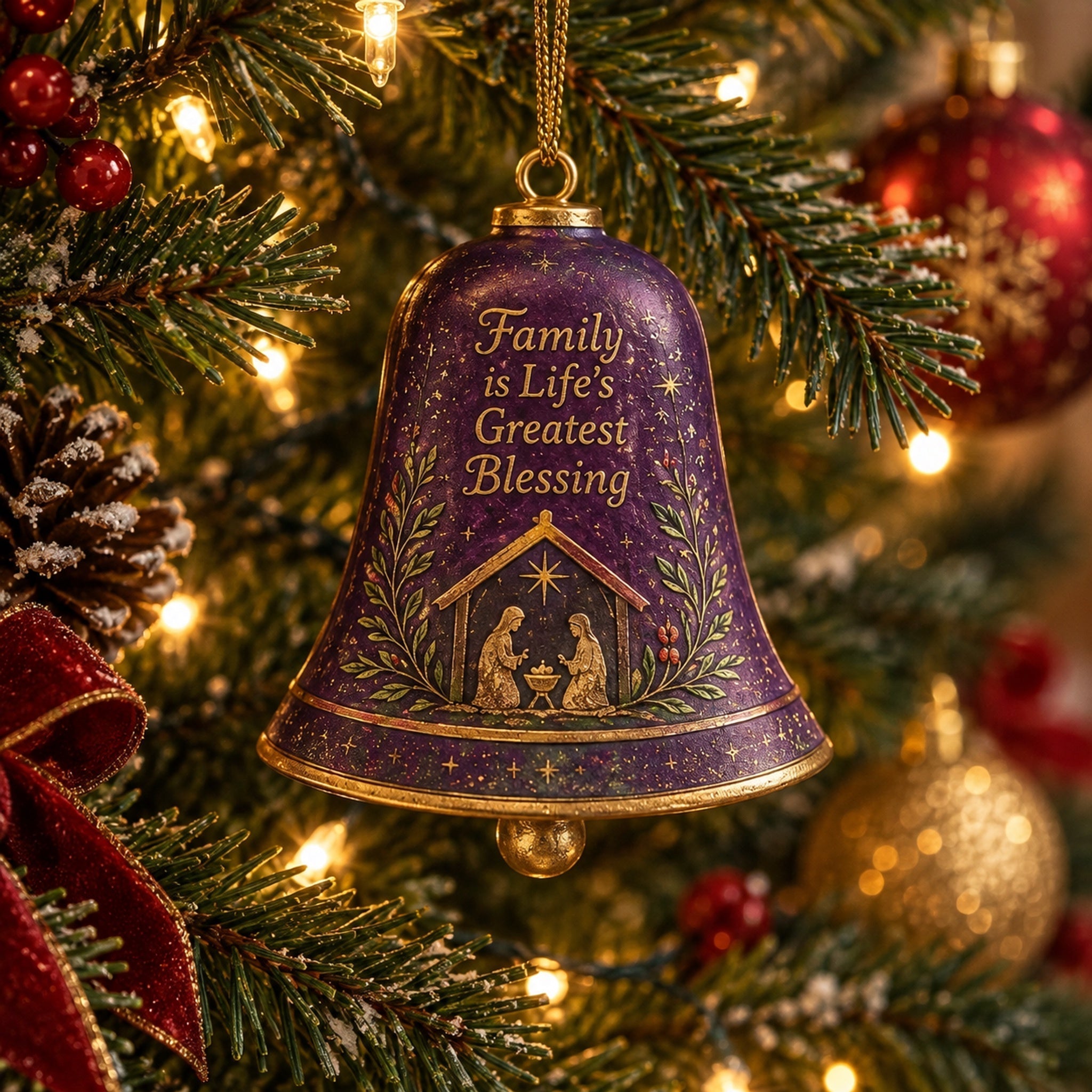 🔔Flash Sale 60% OFF - 🎅Sentimental Christmas BellOrnament - 3D Keepsake withGold Accents & HeartfeltVerse