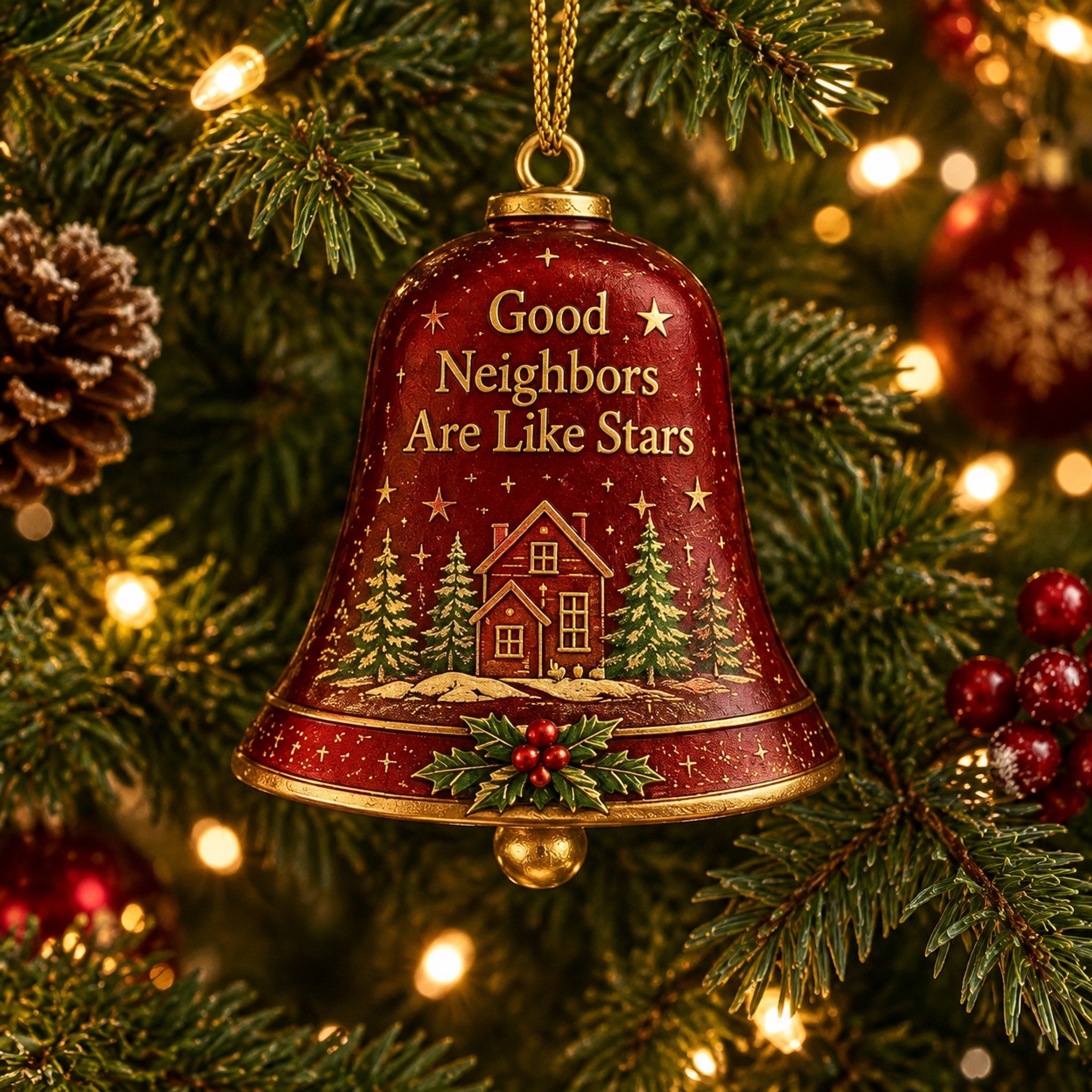 🔔Flash Sale 60% OFF - 🎅Sentimental Christmas BellOrnament - 3D Keepsake withGold Accents & HeartfeltVerse