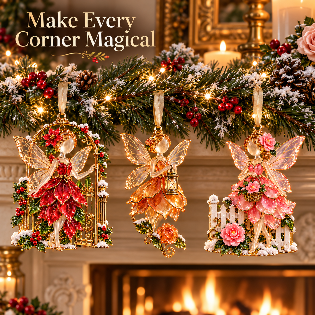 ⏳ Last Day 70% OFF  - Winter Garden Fairies – 6 Enchanting Christmas Ornament Designs