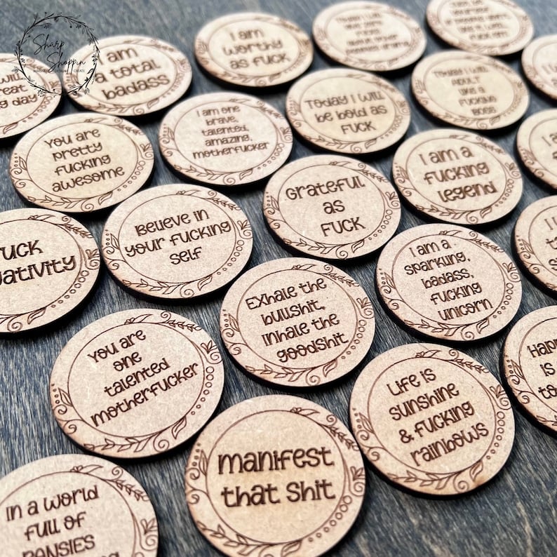 Sweary Affirmation Token Set Inappropriate Tokens Cheeky Positivity Funny Gift Idea image 5