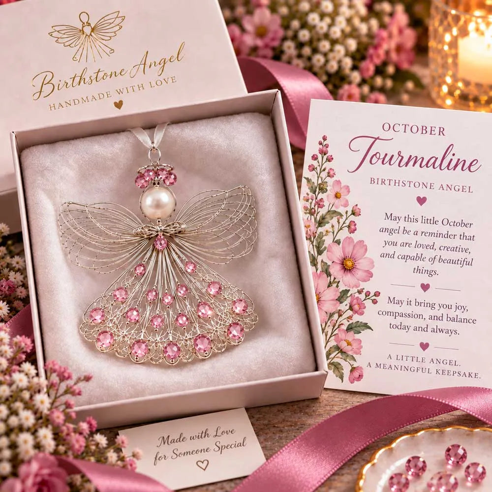 ⏳ Last Day 70% OFF – 👼Handmade Birthstone Angel Wire Ornament |12 Meaningful Birthstone Colors with Keepsake Card ✨