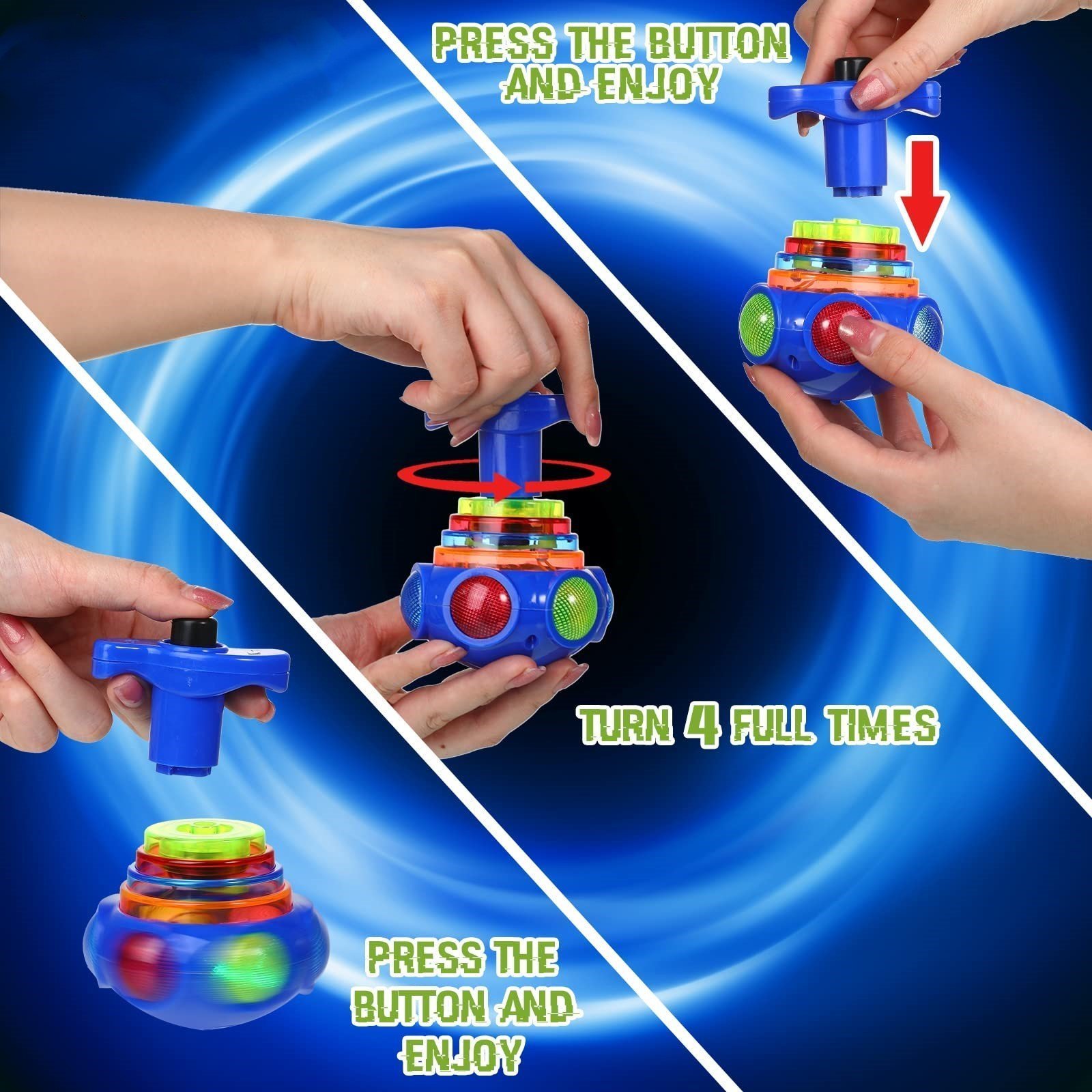 🔥🎁2024 New Year Hot Sale🎁  - HALF PRICE🔥 Music Flashing Spinners Toy With Launcher
